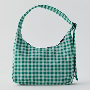 BAGGU Mini Nylon Shoulder Bag- Green Gingham NWT